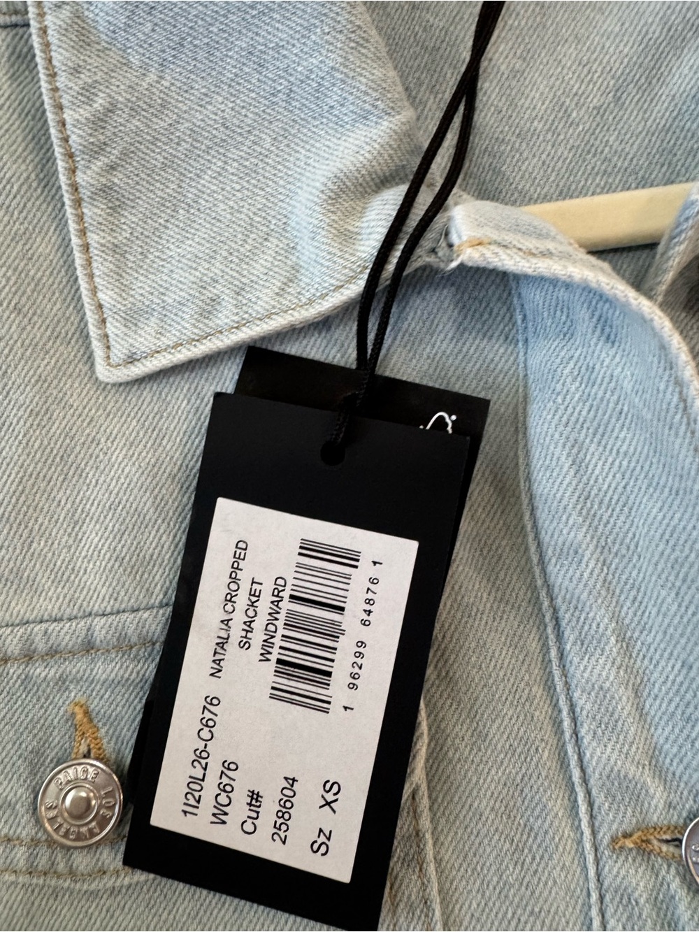 PAIGE Natalia Cropped Denim Shacket Windward Light Wash Jacket XS NWT - Picture 10 of 16